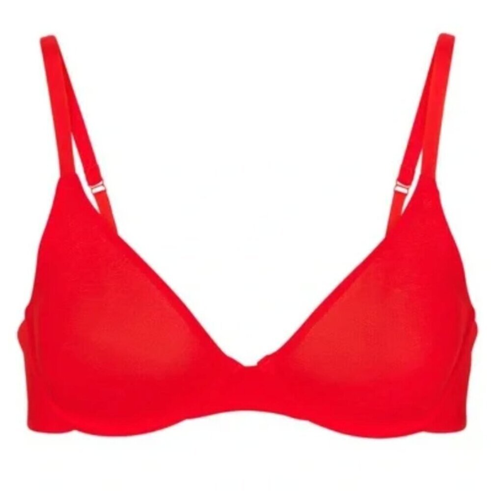 SKIMS Cotton Jersey T Shirt Bra in Ruby Red Underwired - Size 44B